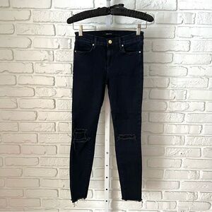 J Brand Black Skinny Jeans Raw Hem Ankle Size 26